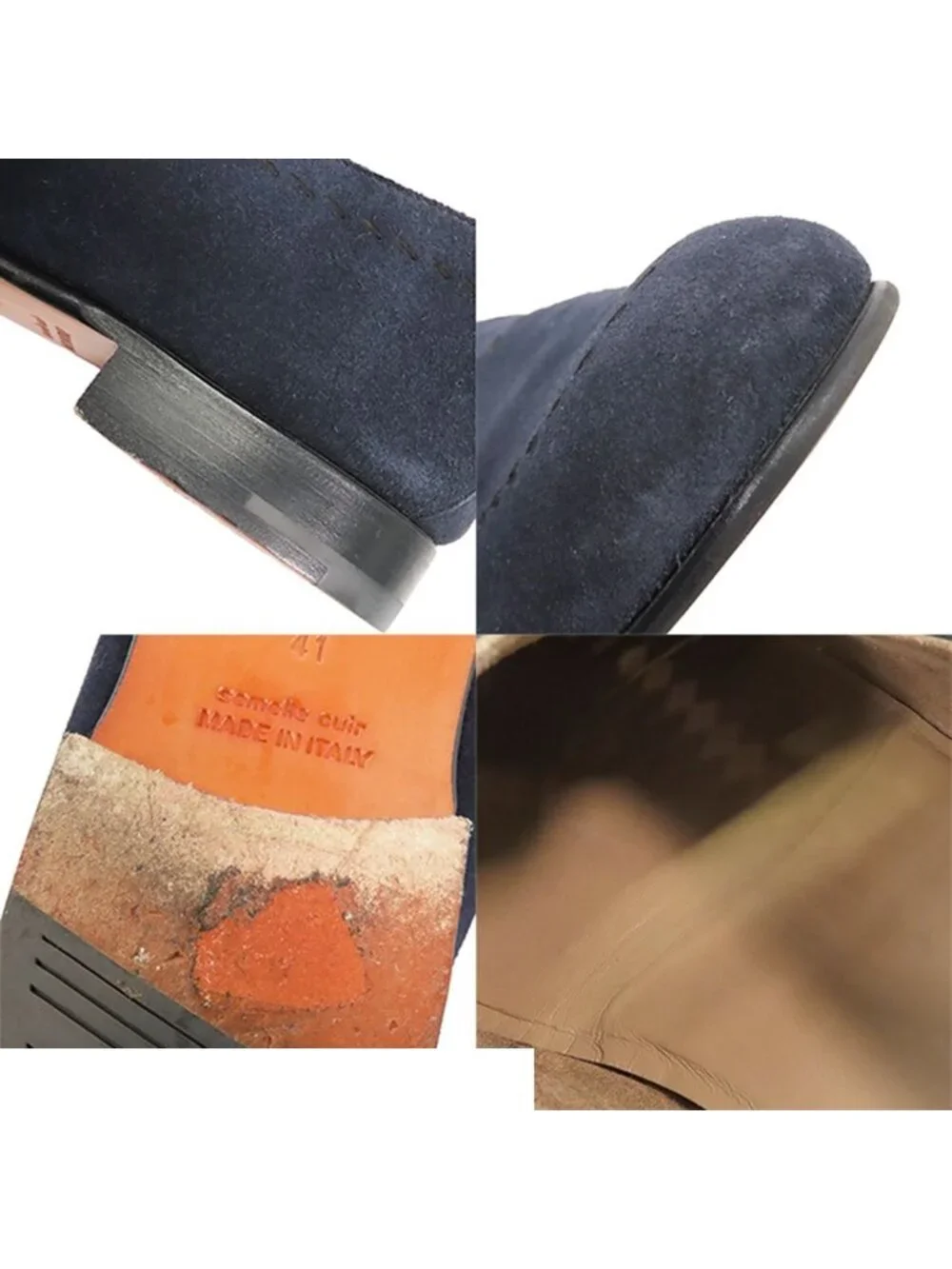 Hermes Slip on Navy Suede Perforated Loafers